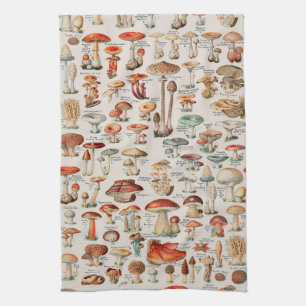 Vintage Mushroom Fungus Illustration I Tea Towel