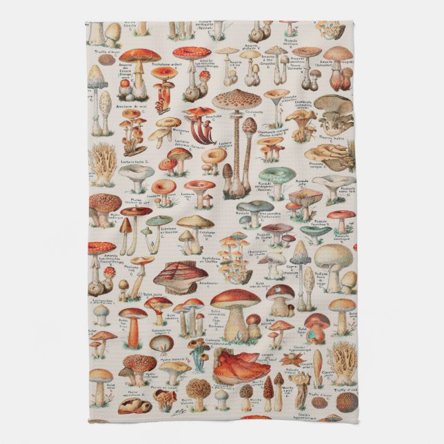 Vintage Mushroom Fungus Illustration I Tea Towel (Vertical)