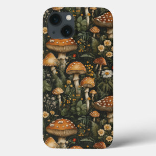 Vintage Mushroom Garden Seamless Pattern iPhone 13 Case