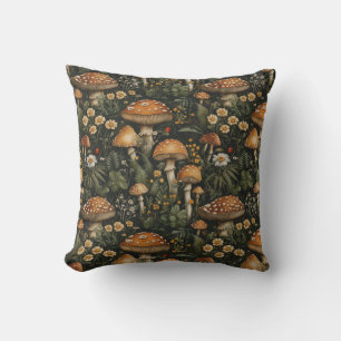 Vintage Mushroom Garden Seamless Pattern Cushion
