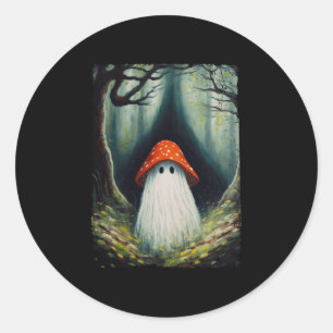 Vintage Mushroom Ghost Halloween Ghost In The Fore Classic Round Sticker