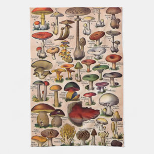 Vintage Mushroom Guide Tea Towel