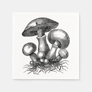 Vintage Mushroom Illustration Napkin