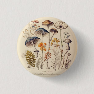 Vintage Mushroom Naturalist 3 Cm Round Badge