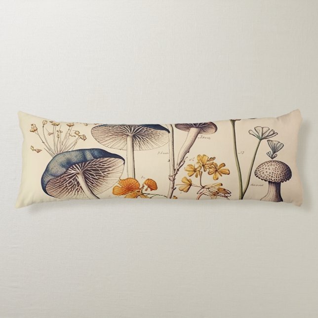 Vintage Mushroom Naturalist Body Cushion (Front)