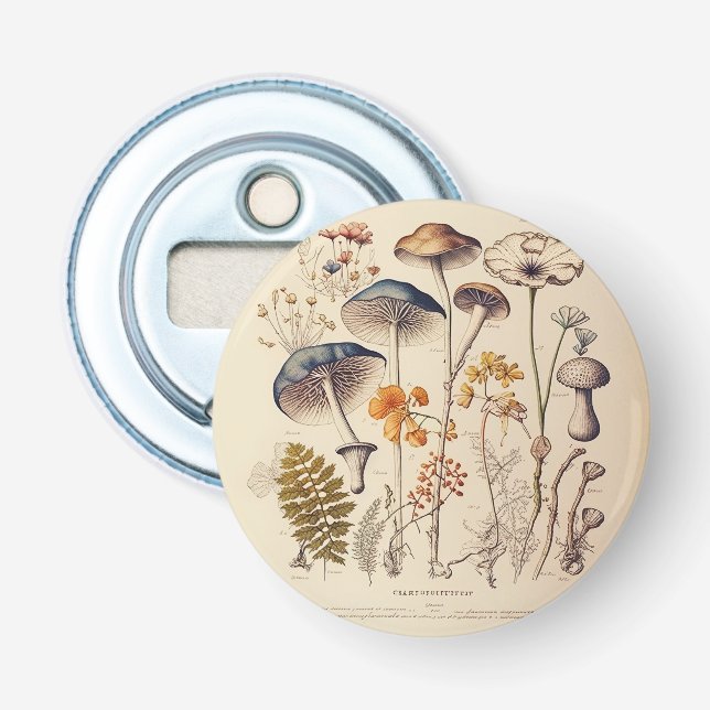 Vintage Mushroom Naturalist Bottle Opener (Front)