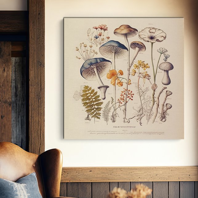Vintage Mushroom Naturalist Canvas Print (Creator Uploaded)