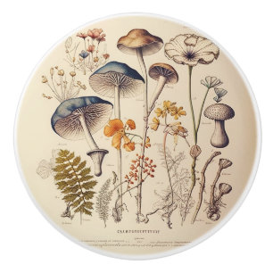 Vintage Mushroom Naturalist Ceramic Knob