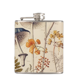 Vintage Mushroom Naturalist Hip Flask