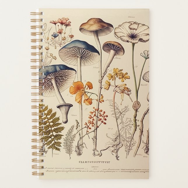 Vintage Mushroom Naturalist Planner (Front)