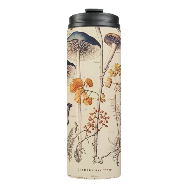 Vintage Mushroom Naturalist Thermal Tumbler (Front)