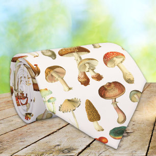 Vintage Mushroom Pattern Tie