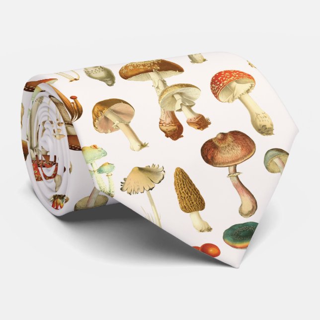 Vintage Mushroom Pattern Tie (Rolled)