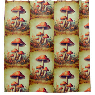 Vintage Mushroom Shower Curtain