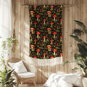 Vintage Mushroom Throw Earthy Tones & Cosy Charm Fleece Blanket