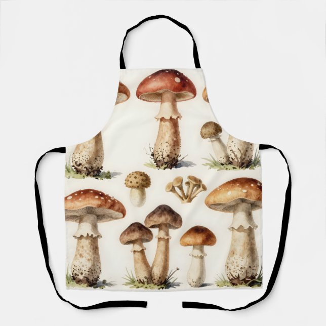 Vintage Mushroom Toadstool Botanical Fungi  Apron (Front)