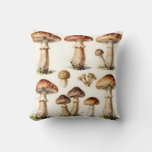 Vintage Mushroom Toadstool Botanical Fungi Cushion