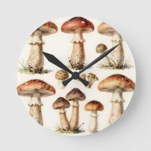 Vintage Mushroom Toadstool Botanical Fungi Round Clock