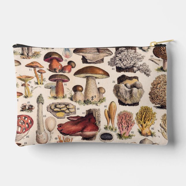 Vintage Mushrooms By Adolphe Millot Accessory Pouch (Back)