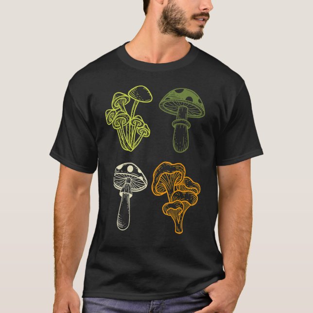 Vintage Mushrooms Collect Mushroom Picker T-Shirt (Front)