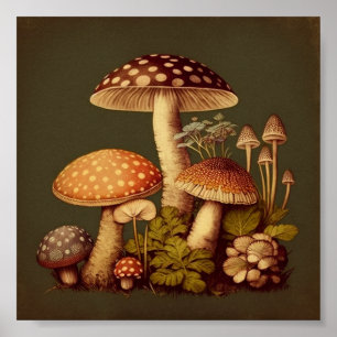Vintage Mushrooms Collection 1  Poster