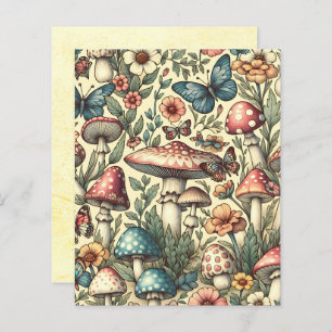 Vintage Mushrooms, Flowers, Butterflies Scrapbook