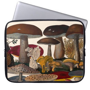 Vintage mushrooms illustration laptop sleeve