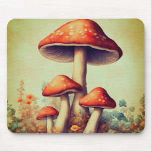 Vintage Mushrooms Mouse Mat