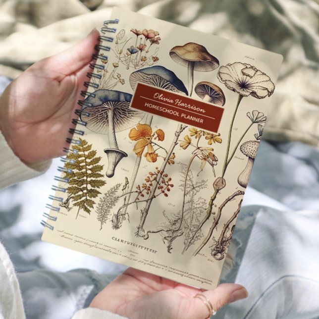 Vintage Mushrooms Nature Name and Subject Planner (Creator Uploaded)