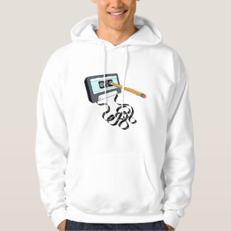 Vintage Music 80s 90s With Pencil Winding Up a Cas Hoodie