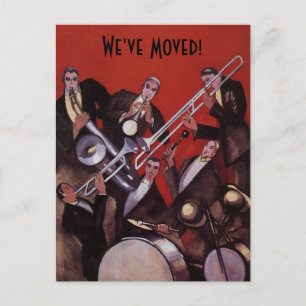 Vintage Music Art Deco Jazz Band Change of Address Announcement Postcard