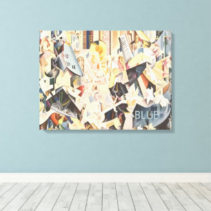 Vintage Music, Art Deco Jazz, Rhapsody in Blue Canvas Print