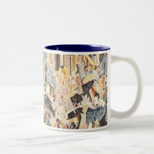 Vintage Music, Art Deco Jazz, Rhapsody in Blue Two-Tone Coffee Mug