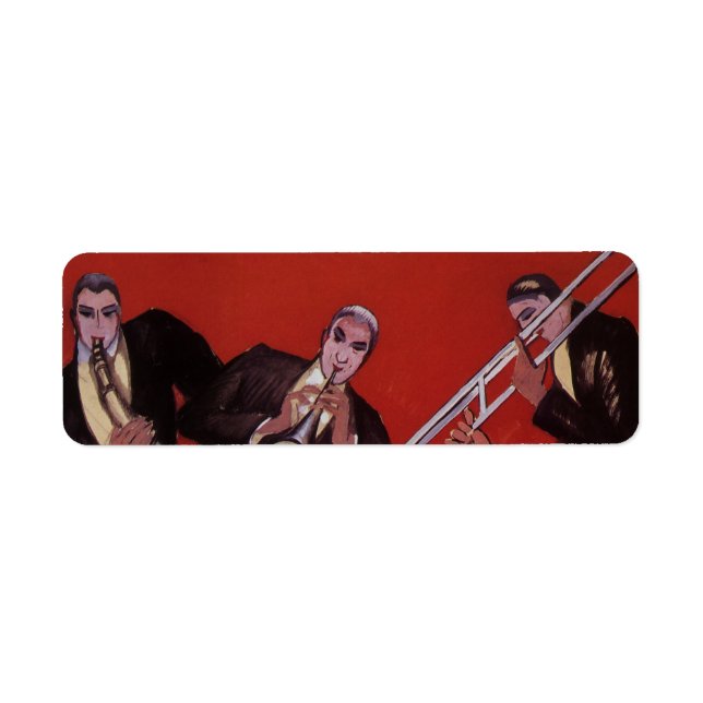 Vintage Music, Art Deco Musical Jazz Band Jamming (Front)
