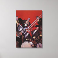 Vintage Music, Art Deco Musical Jazz Band Jamming