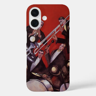 Vintage Music, Art Deco Musical Jazz Band Jamming iPhone 16 Case