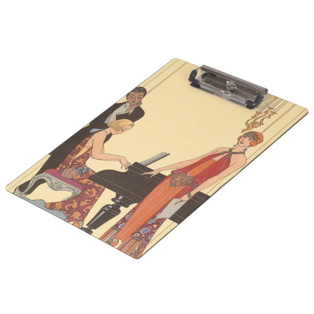 Vintage Music, Art Deco Pianist Musician Singer Clipboard (Angled)
