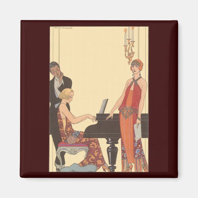Vintage Music, Art Deco Pianist Musician Singer Magnet (Front)