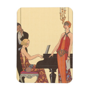 Vintage Music, Art Deco Pianist Musician Singer Magnet