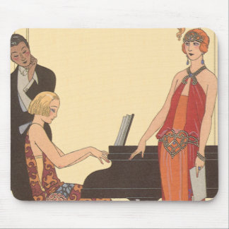 Vintage Music, Art Deco Pianist Musician Singer Mouse Mat