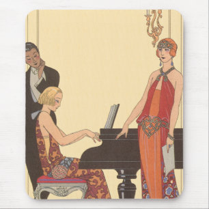 Vintage Music, Art Deco Pianist Musician Singer Mouse Mat