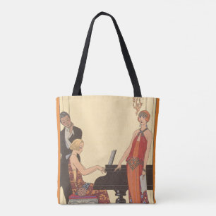 Vintage Music, Art Deco Pianist Musician Singer Tote Bag