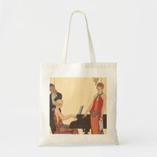 Vintage Music, Art Deco Pianist Musician Singer Tote Bag