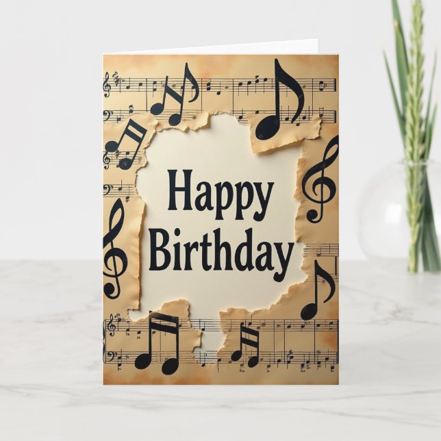 Vintage Music Birthday Card (Front)