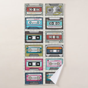 Vintage music cassette design bath towel