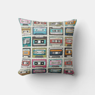 Vintage music cassette design cushion