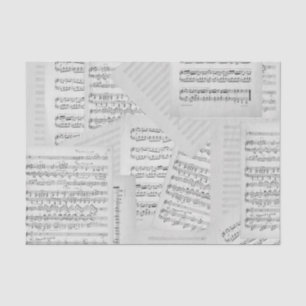 Vintage Music Composition Collage Grey Tissue Paper