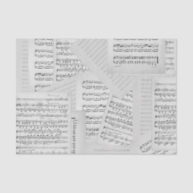 Vintage Music Composition Collage Grey Tissue Paper (Front)