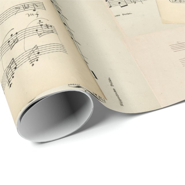 Vintage Music Composition Collage Wrapping Paper (Roll Corner)