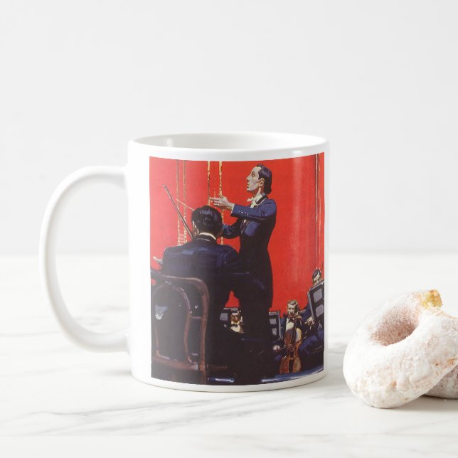 Vintage Music, Conducting an Orchestra Coffee Mug (With Donut)